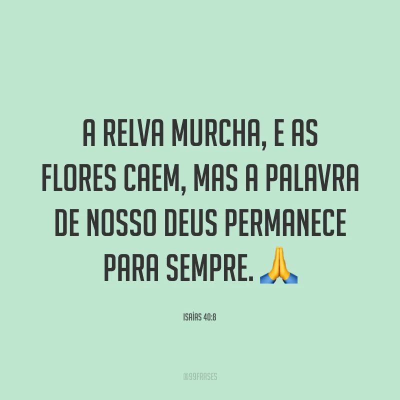 A relva murcha, e as flores caem, mas a palavra de nosso Deus permanece para sempre. 🙏