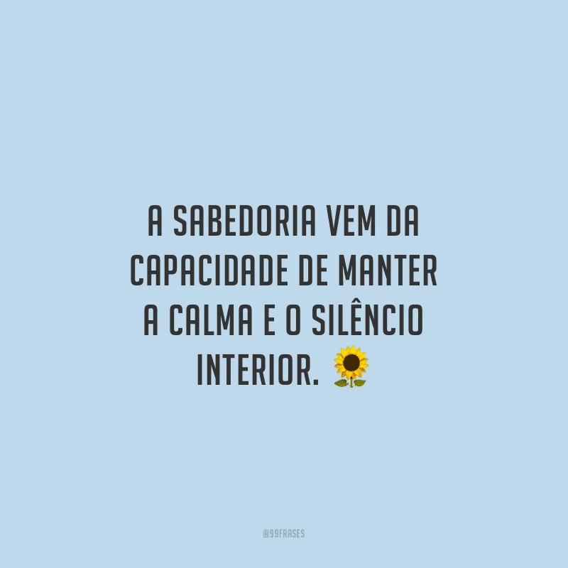 A sabedoria vem da capacidade de manter a calma e o silêncio interior.
