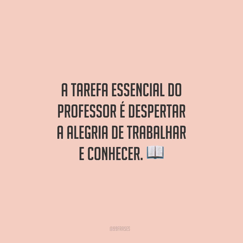 A tarefa essencial do professor é despertar a alegria de trabalhar e conhecer. 