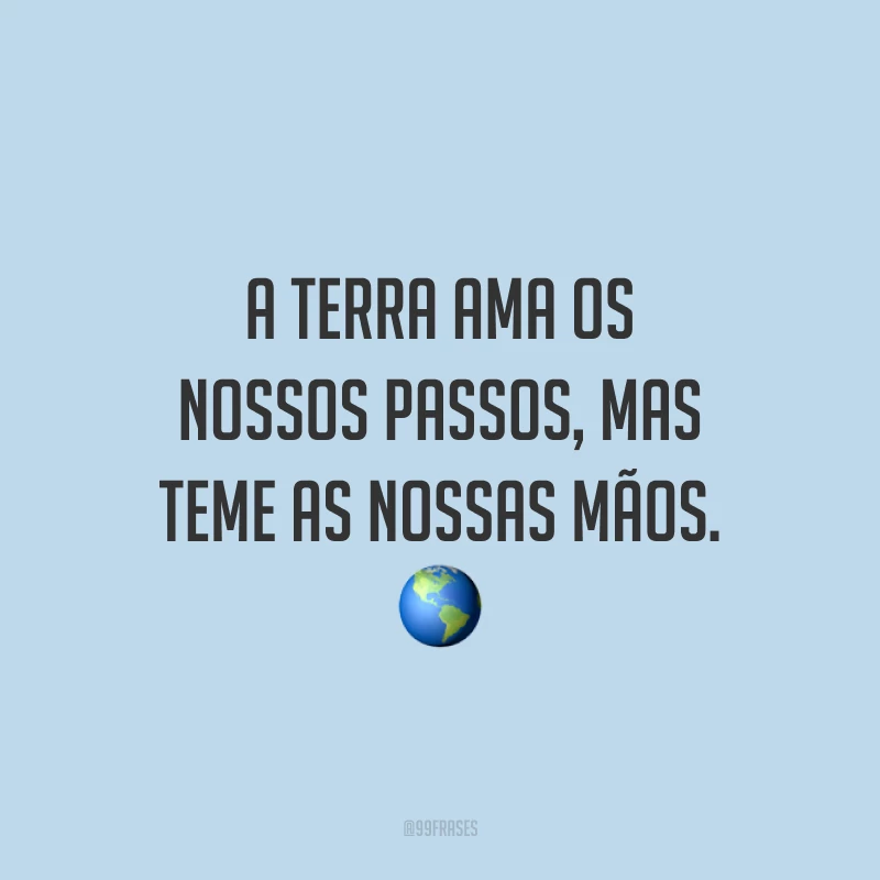 A Terra ama os nossos passos, mas teme as nossas mãos. 🌎