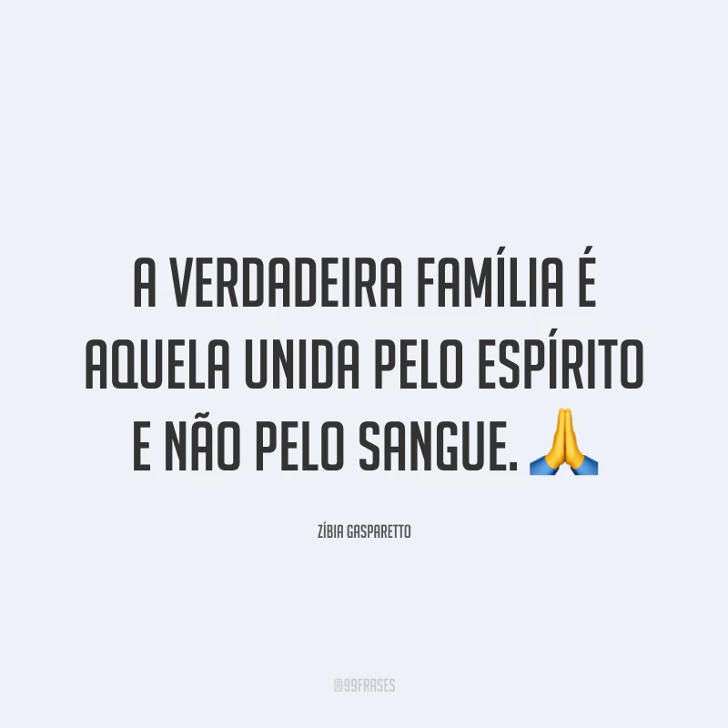 A verdadeira família é aquela unida pelo espírito e não pelo sangue. 🙏