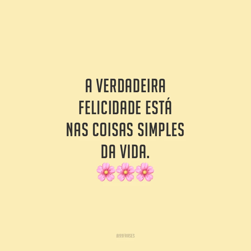 A verdadeira felicidade está nas coisas simples da vida.