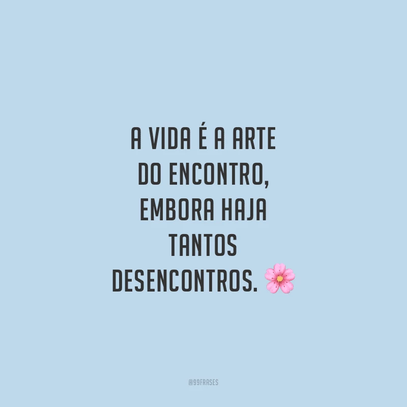 A vida é a arte do encontro, embora haja tantos desencontros.