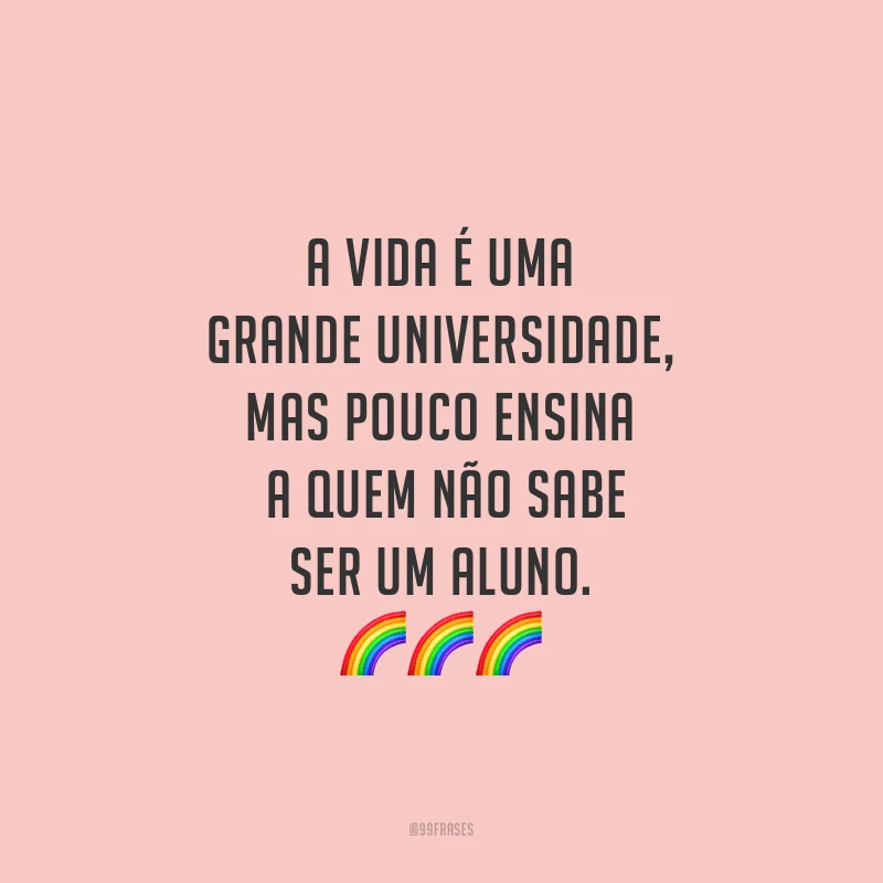 A vida é uma grande universidade, mas pouco ensina a quem não sabe ser um aluno.