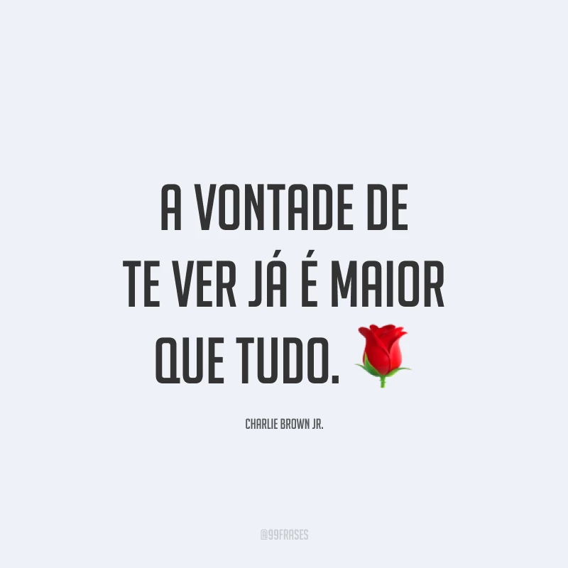 A vontade de te ver já é maior que tudo. 🌹