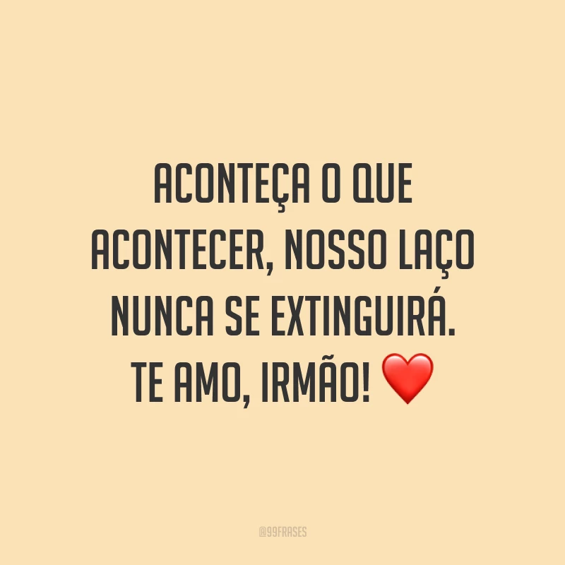 Aconteça o que acontecer, nosso laço nunca se extinguirá. Te amo, irmão! ❤️