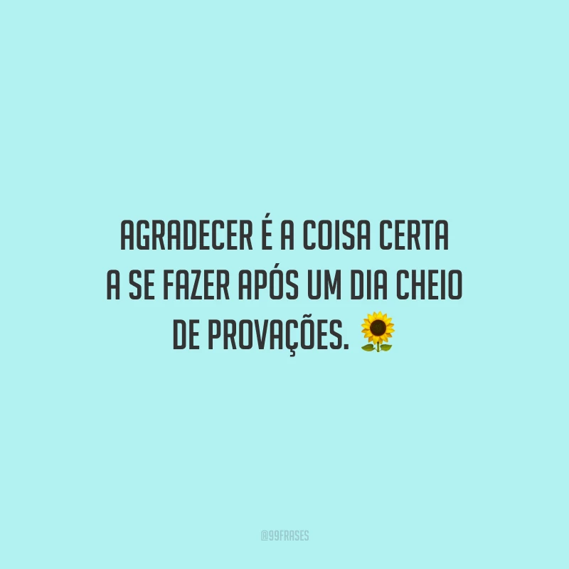 Agradecer é a coisa certa a se fazer após um dia cheio de provações.