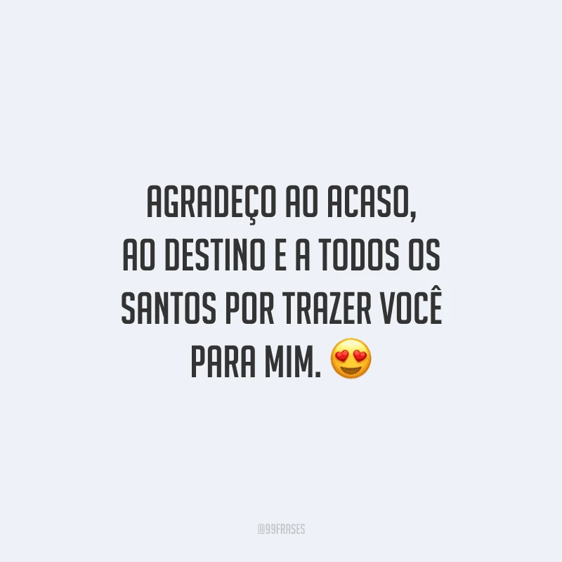 Agradeço ao acaso, ao destino e a todos os santos por trazer você para mim.