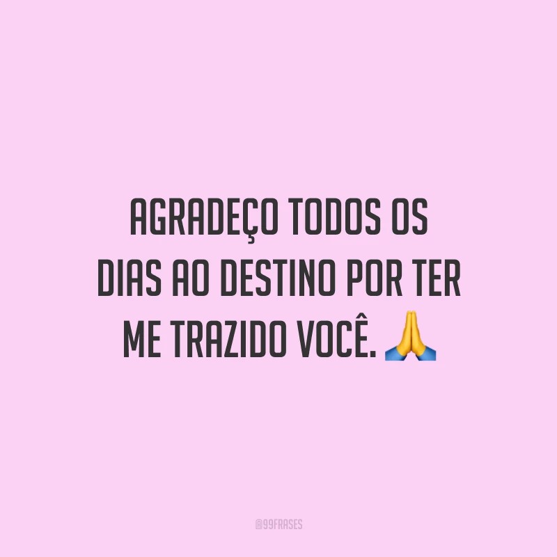 Agradeço todos os dias ao destino por ter me trazido você.
