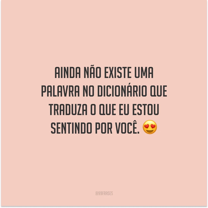 Ainda não existe uma palavra no dicionário que traduza o que eu estou sentindo por você. 