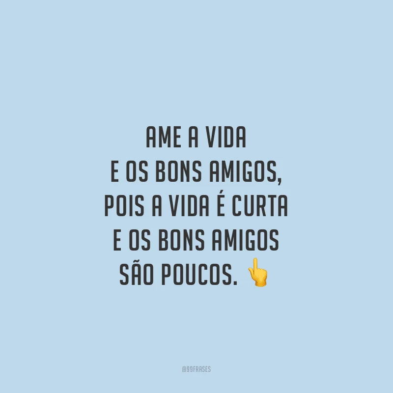 Ame a vida e os bons amigos, pois a vida é curta e os bons amigos são poucos.