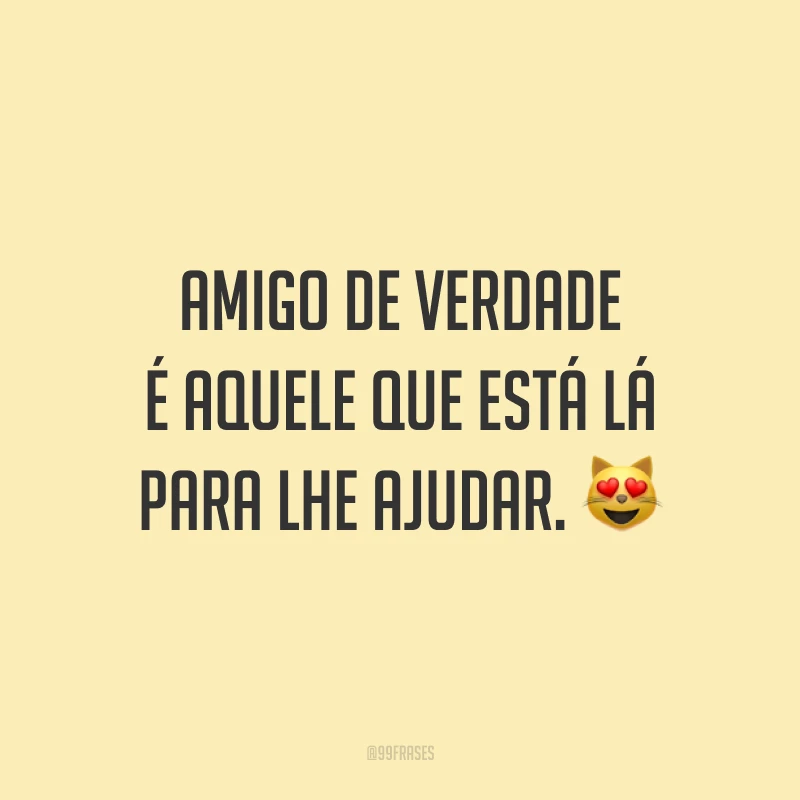 Amigo de verdade é aquele que está lá para lhe ajudar. 😻