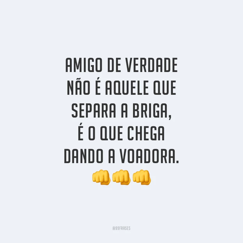 Amigo de verdade não é aquele que separa a briga, é o que chega dando a voadora.