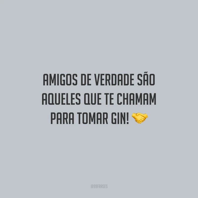 Amigos de verdade são aqueles que te chamam para tomar gin!