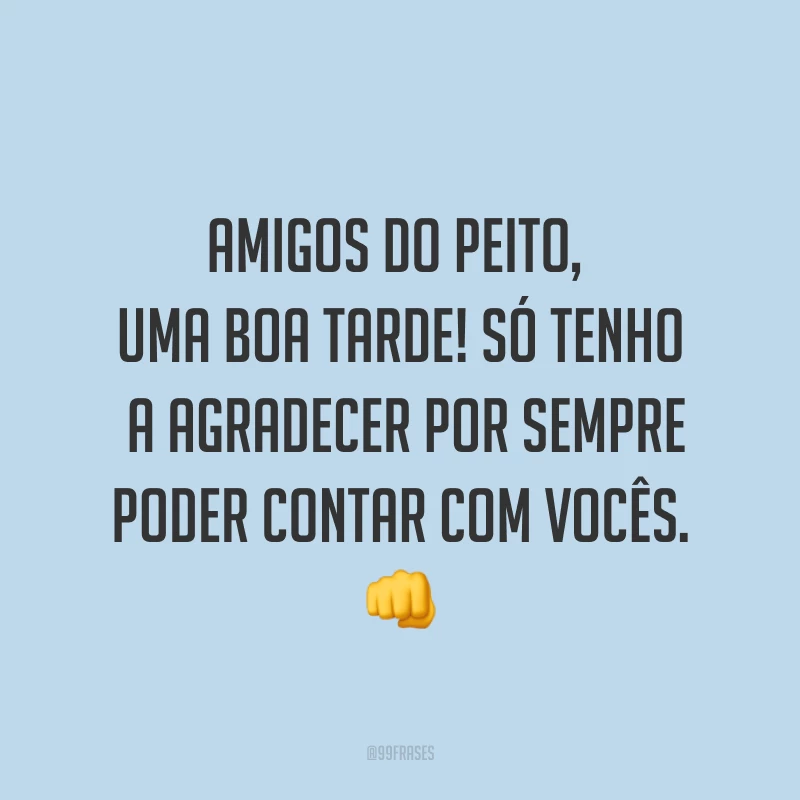 Amigos do peito, uma boa tarde! Só tenho a agradecer por sempre poder contar com vocês. ?
