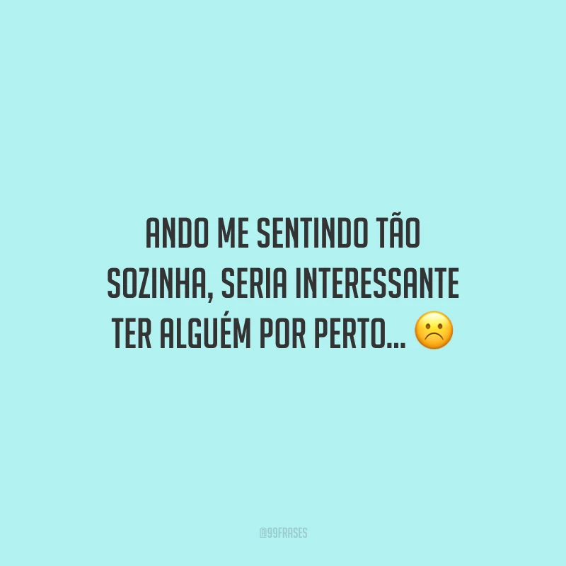 Ando me sentindo tão sozinha, seria interessante ter alguém por perto...