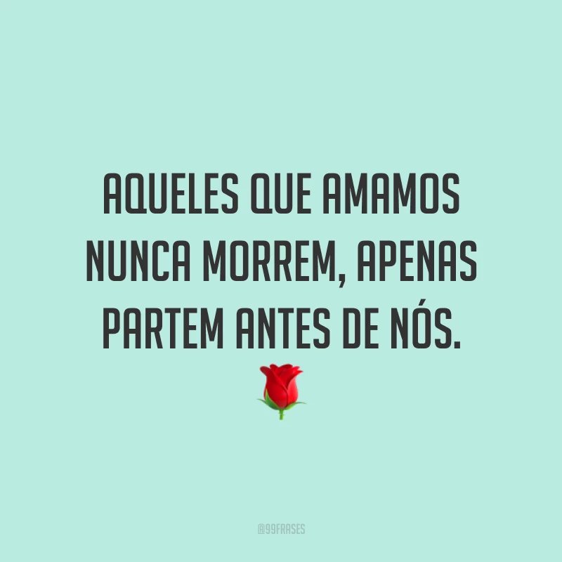 Aqueles que amamos nunca morrem, apenas partem antes de nós. 🌹
