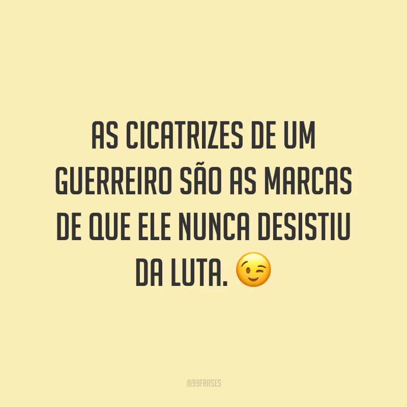 As cicatrizes de um guerreiro são as marcas de que ele nunca desistiu da luta.