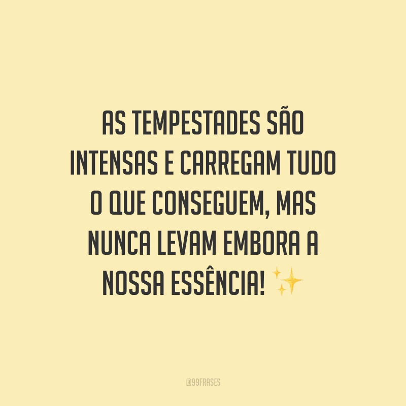 As tempestades são intensas e carregam tudo o que conseguem, mas nunca levam embora a nossa essência!