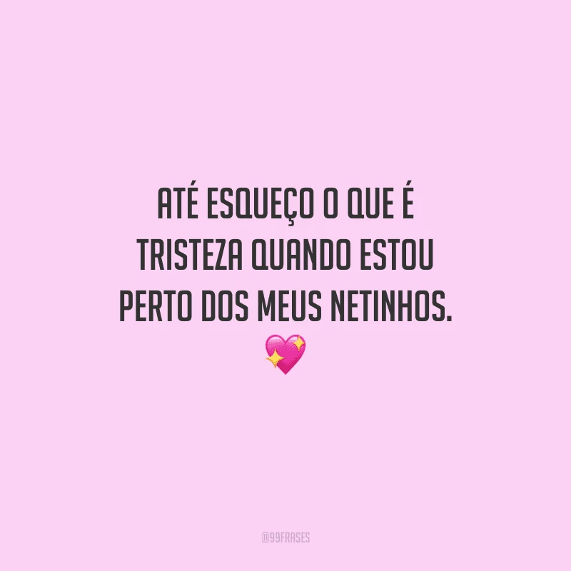 Até esqueço o que é tristeza quando estou perto dos meus netinhos.