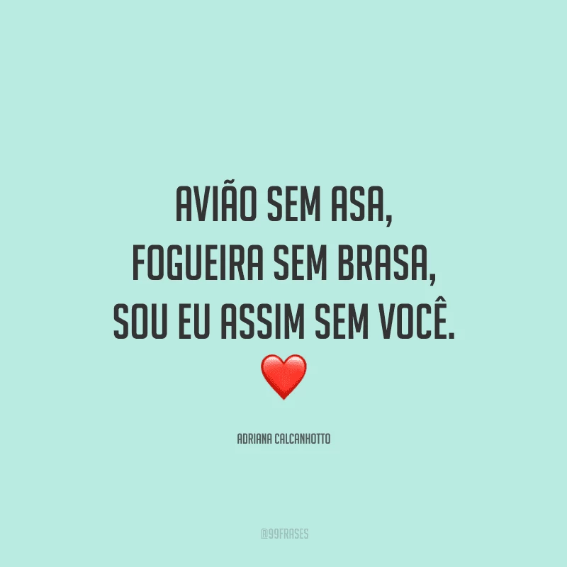 Avião sem asa, fogueira sem brasa, sou eu assim sem você. 