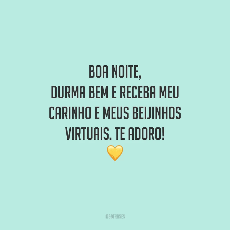 Boa noite, durma bem e receba meu carinho e meus beijinhos virtuais. Te adoro! 