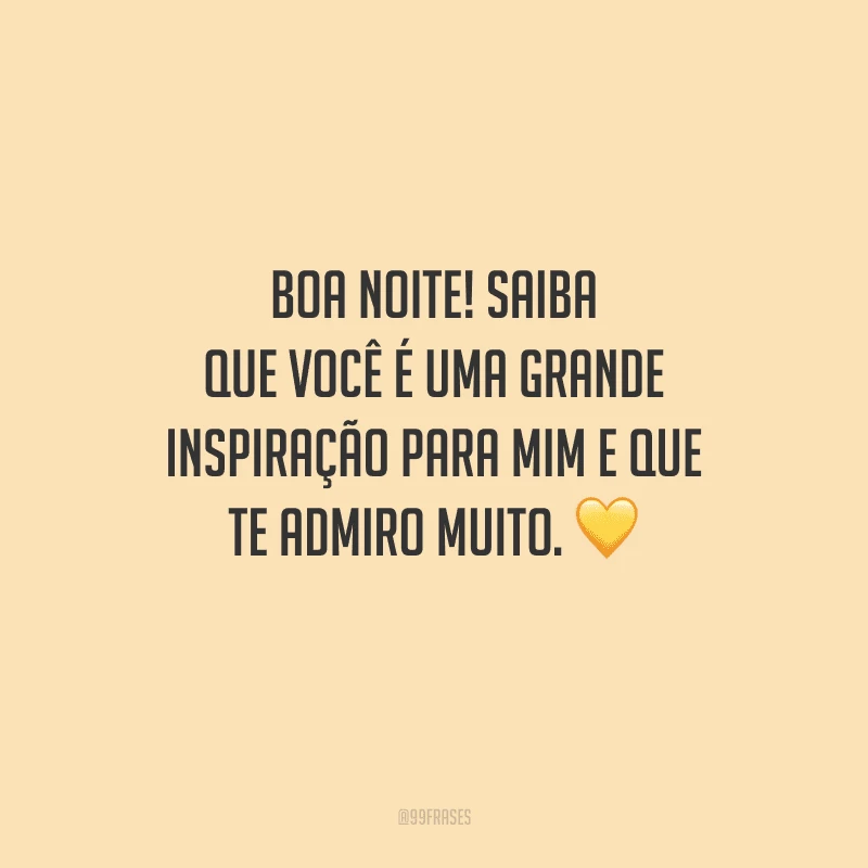 Boa noite! Saiba que você é uma grande inspiração para mim e que te admiro muito. 