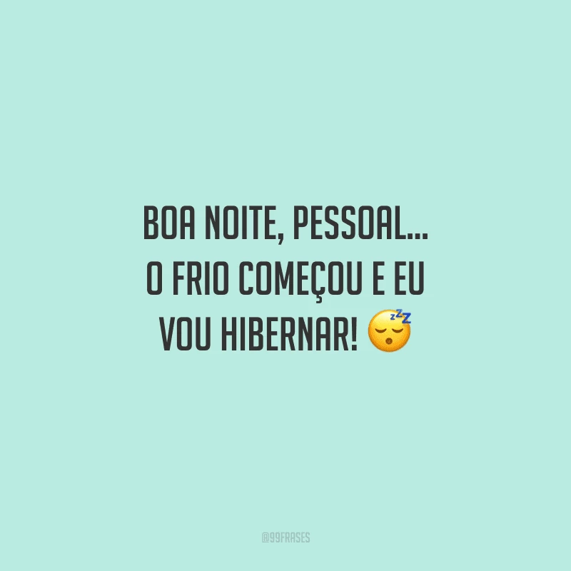 Boa noite, pessoal... O frio começou e eu vou hibernar! 