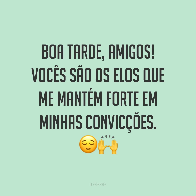 Boa tarde, amigos! Vocês são os elos que me mantém forte em minhas convicções. ??