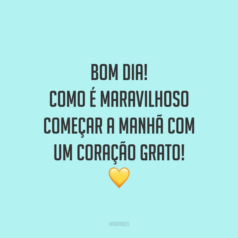 Bom dia! Como é maravilhoso começar a manhã com um coração grato! 💛