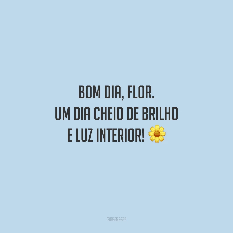 Bom dia, flor. Um dia cheio de brilho e luz interior! 