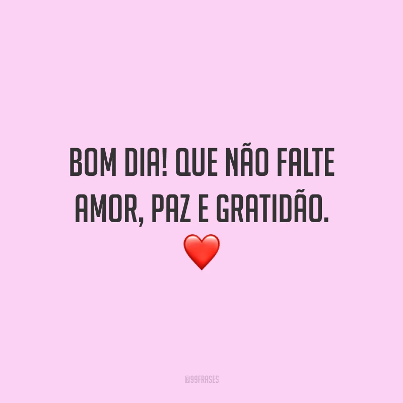 Bom dia! Que não falte amor, paz e gratidão. ❤️