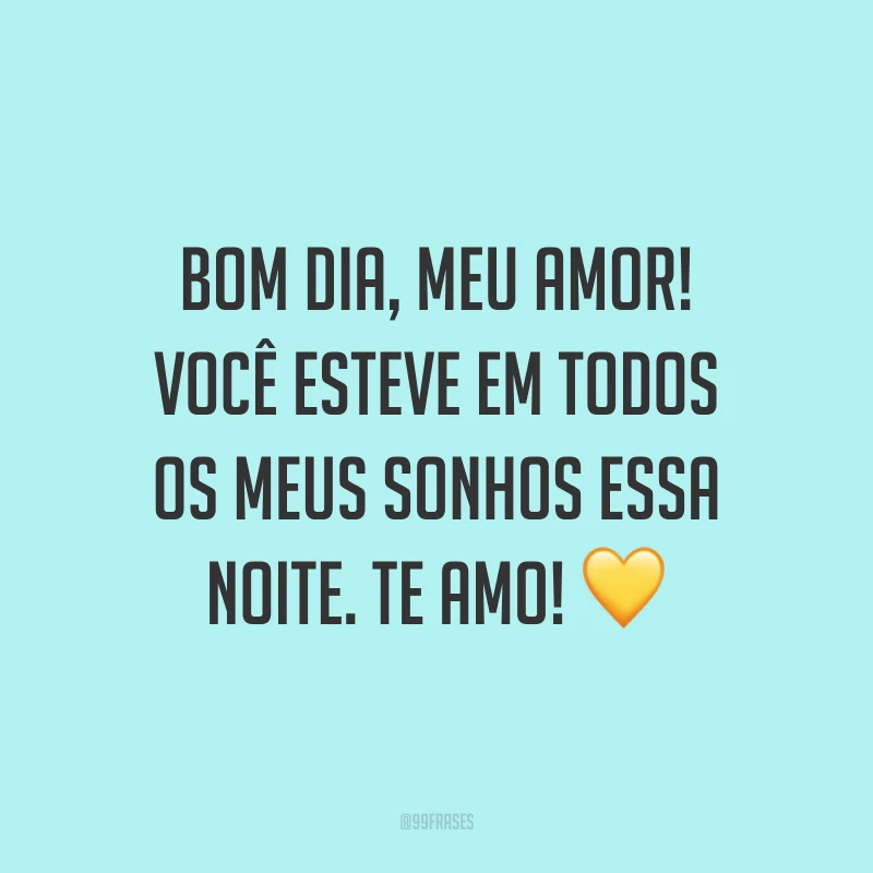 Bom dia, meu amor! Você esteve em todos os meus sonhos essa noite. Te amo! ?