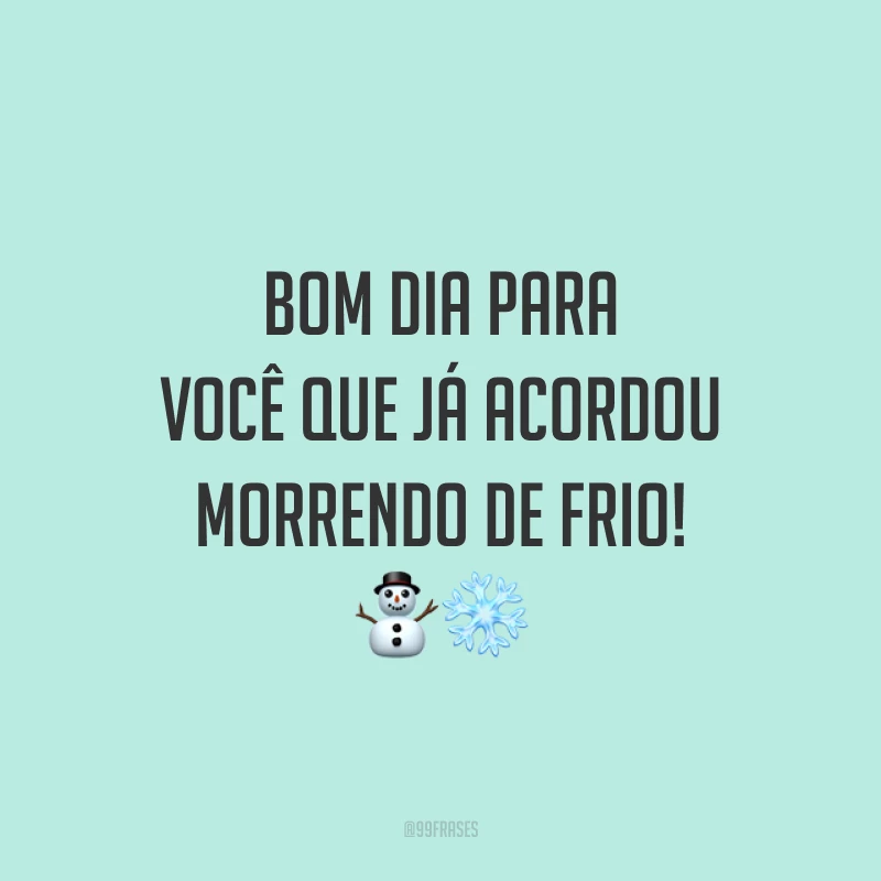 Bom dia para você que já acordou morrendo de frio! ⛄❄