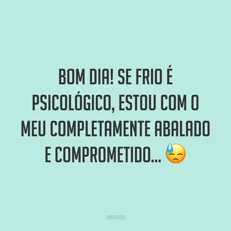 Bom dia! Se frio é psicológico, estou com o meu completamente abalado e comprometido... ?