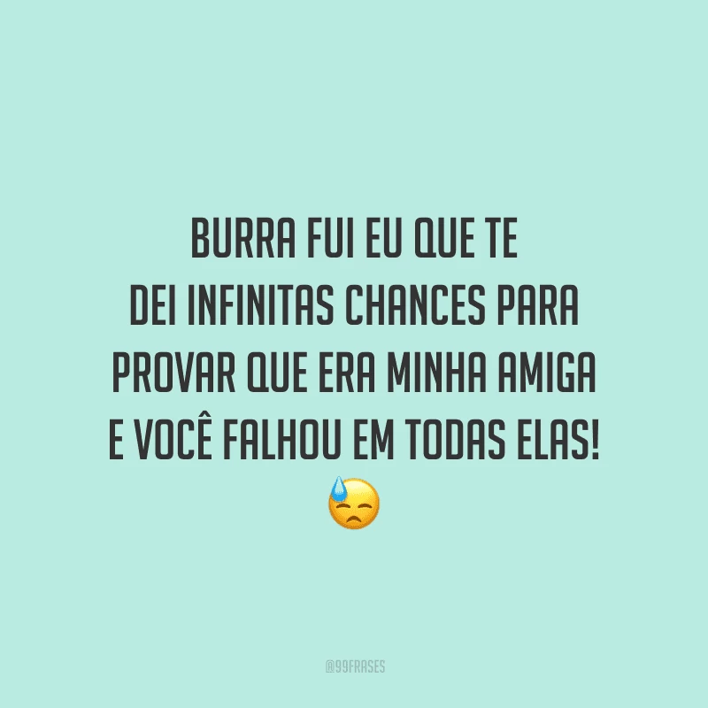 Burra fui eu que te dei infinitas chances para provar que era minha amiga e você falhou em todas elas! 
