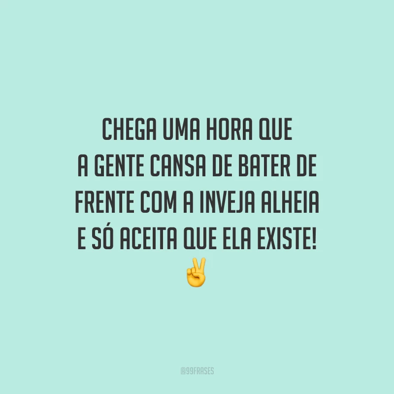 Chega uma hora que a gente cansa de bater de frente com a inveja alheia e só aceita que ela existe! ✌️