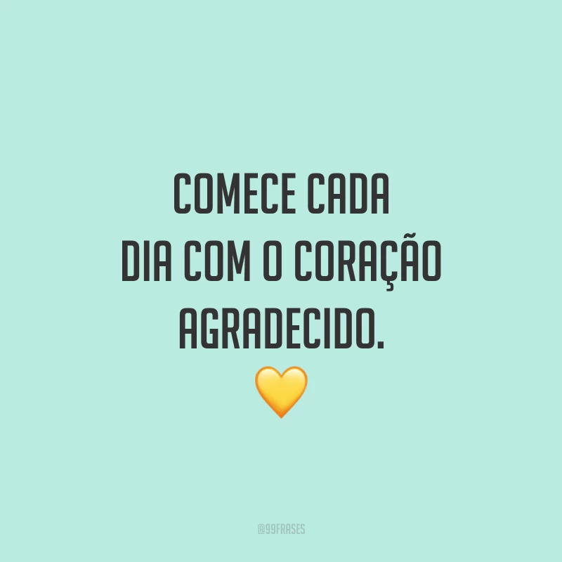 Comece cada dia com o coração agradecido. ?