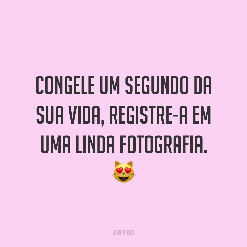 Congele um segundo da sua vida, registre-a em uma linda fotografia. 😻
