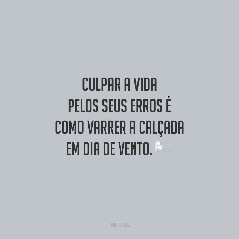 Culpar a vida pelos seus erros é como varrer a calçada em dia de vento.