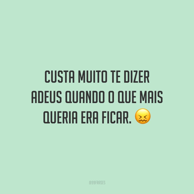 Custa muito te dizer adeus quando o que mais queria era ficar.
