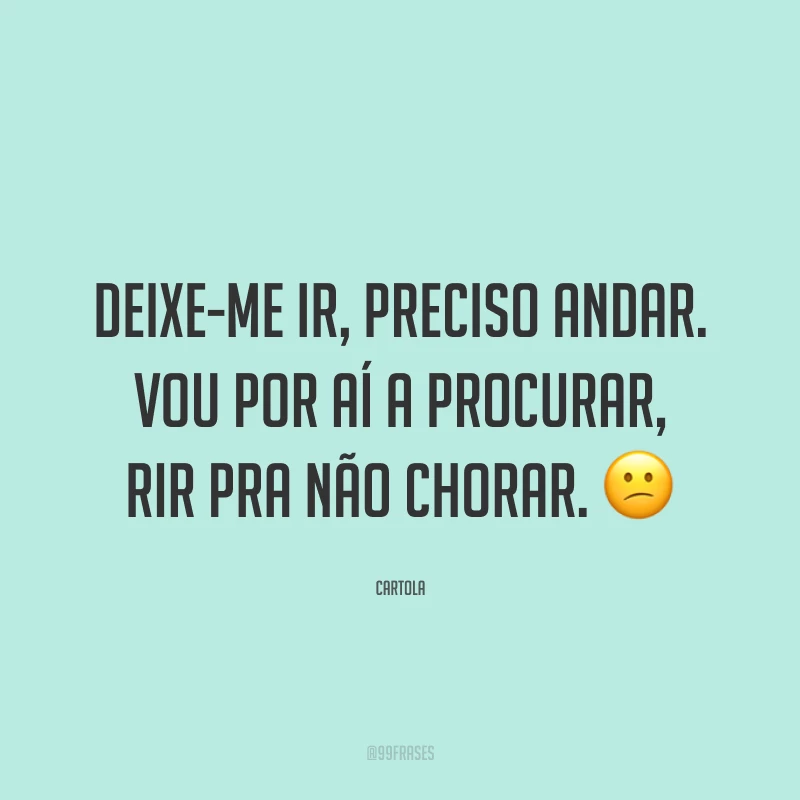 Deixe-me ir, preciso andar. Vou por aí a procurar, rir pra não chorar. 😕