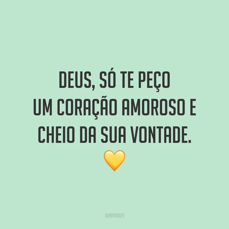 Deus, só te peço um coração amoroso e cheio da sua vontade. 💛