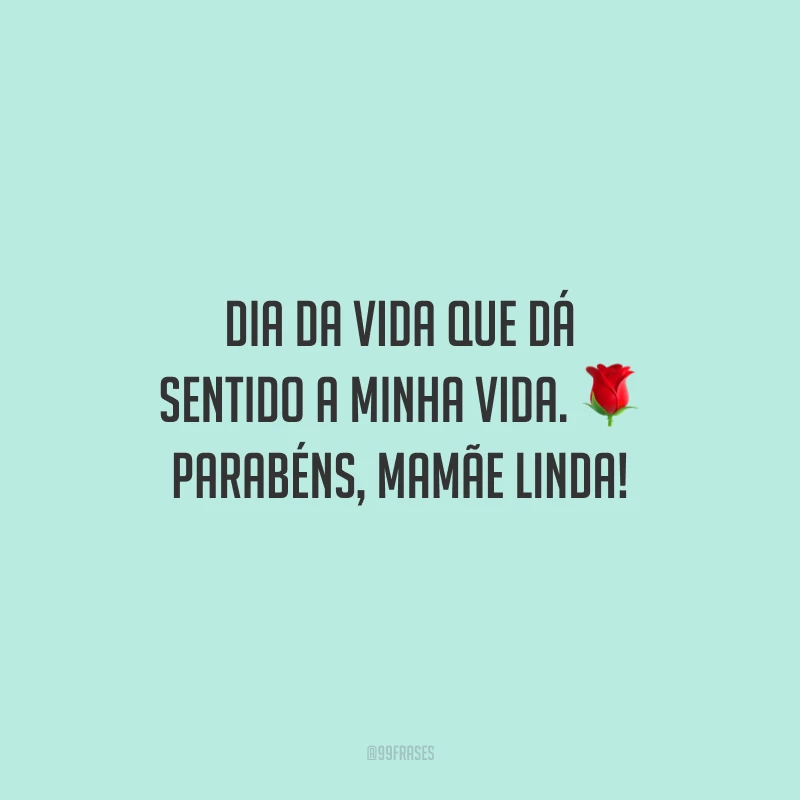 Dia da vida que dá sentido a minha vida. Parabéns, mamãe linda!
