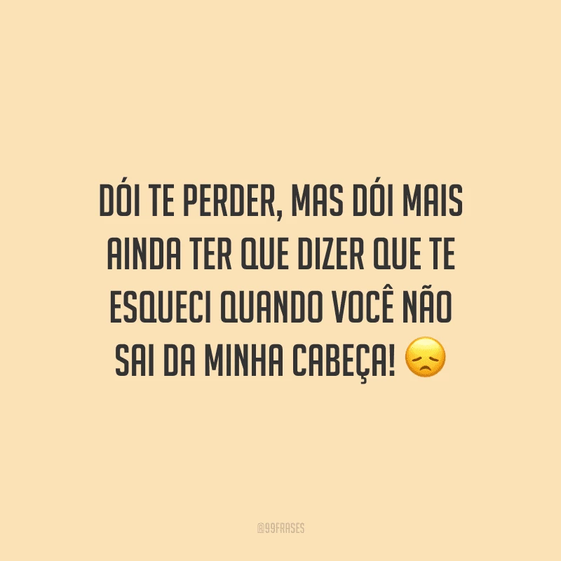 Dói te perder, mas dói mais ainda ter que dizer que te esqueci quando você não sai da minha cabeça! 