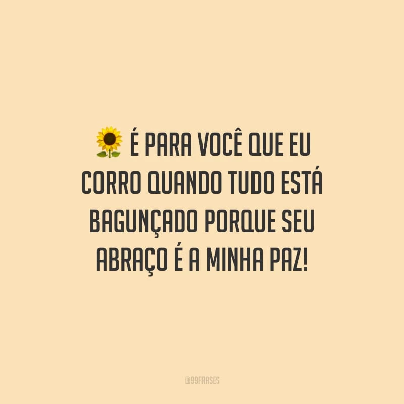 É para você que eu corro quando tudo está bagunçado porque seu abraço é a minha paz!