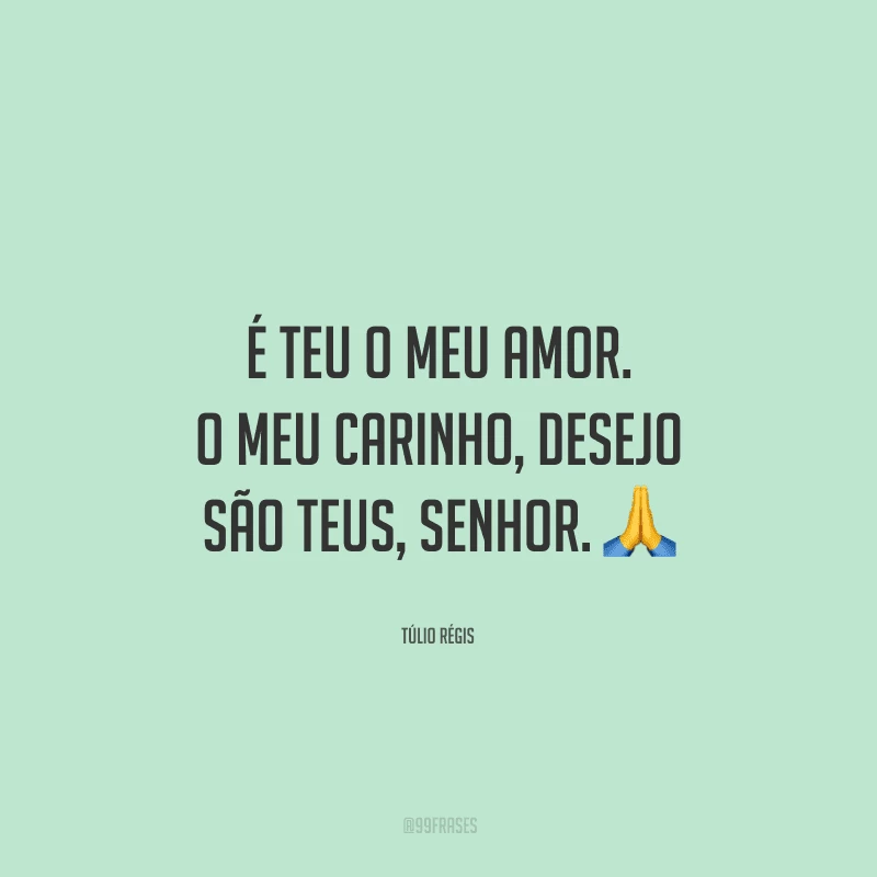 É teu o meu amor. O meu carinho, desejo são teus, Senhor. 