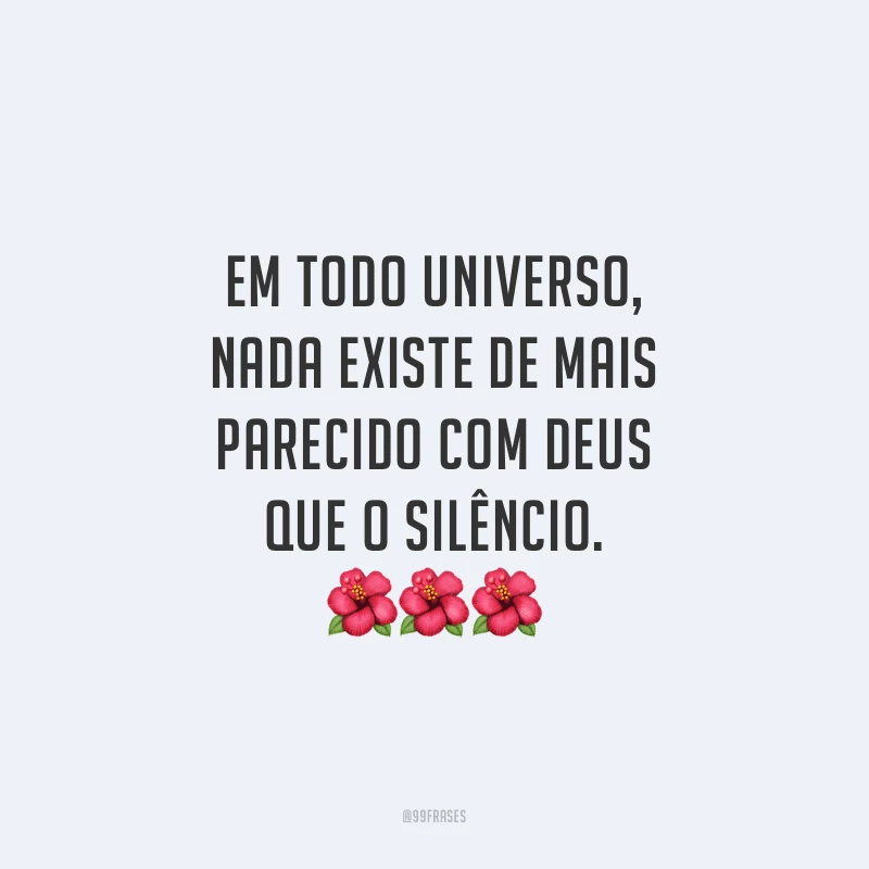 Em todo universo, nada existe de mais parecido com Deus que o silêncio.