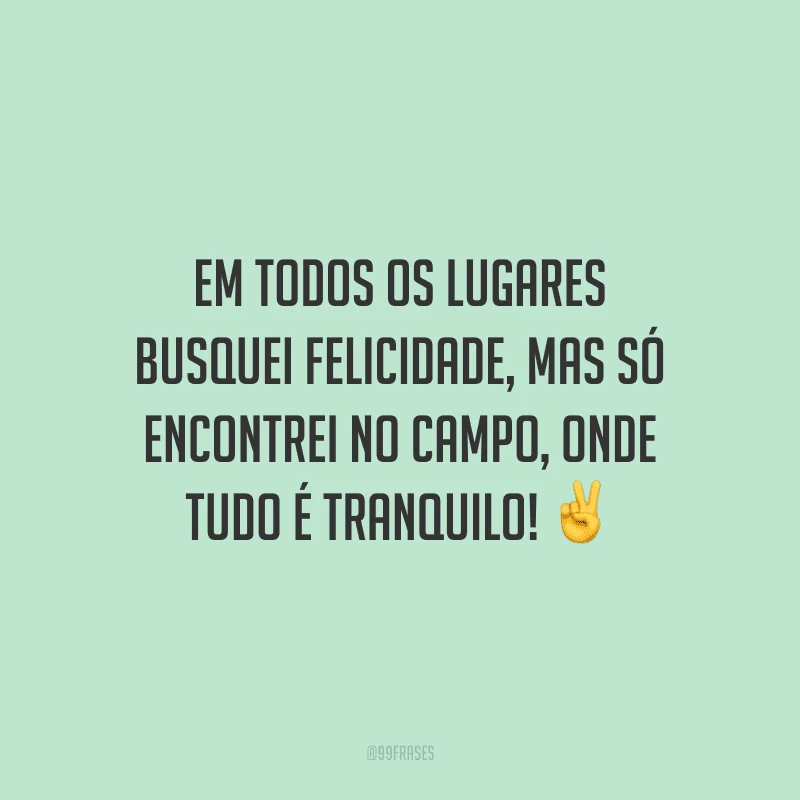 Em todos os lugares busquei felicidade, mas só encontrei no campo, onde tudo é tranquilo!