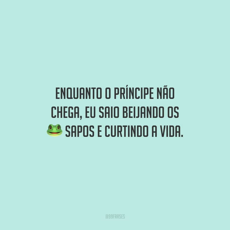 Enquanto o príncipe não chega, eu saio beijando os sapos e curtindo a vida.